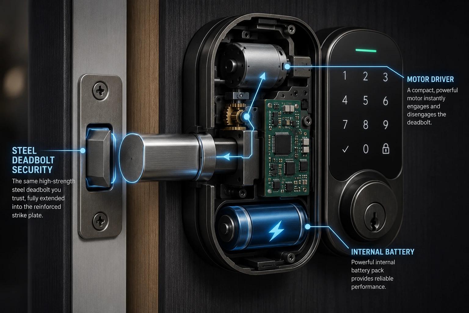 Technical section of a smart deadbolt lock