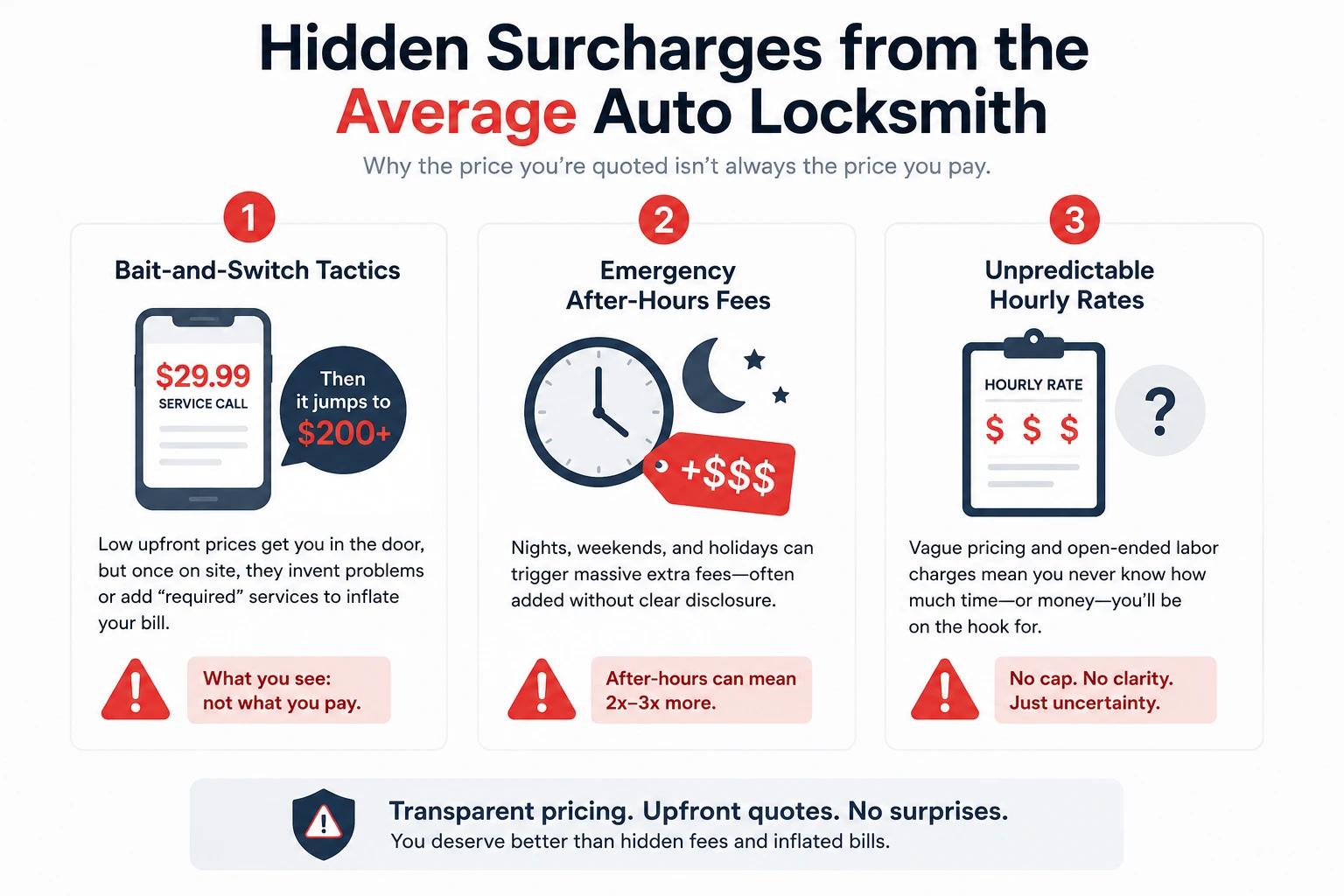 Hidden Surcharges From The Avarage Auto Locksmith