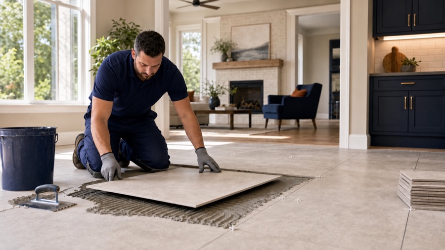 Ceramic or porcelain tile installation