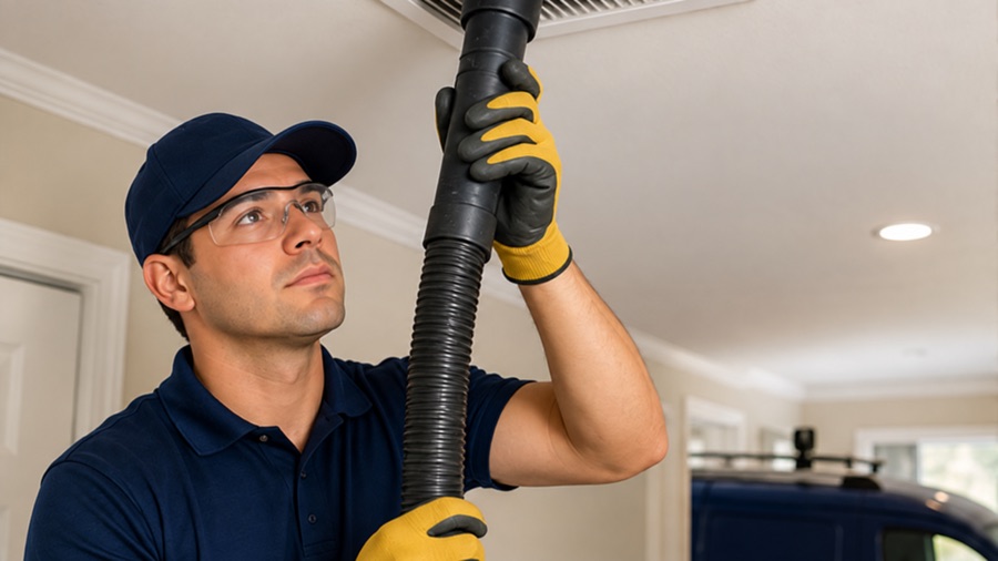 Single-story gutter cleaning
