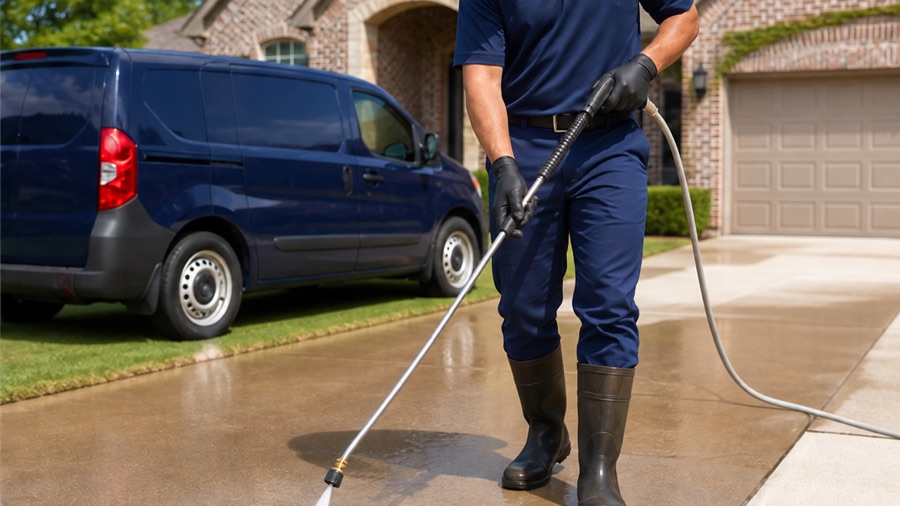 Driveway pressure washing